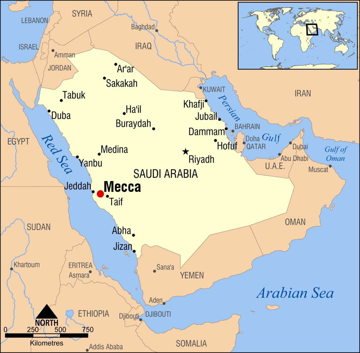 karte meku Saūda Arābijā
