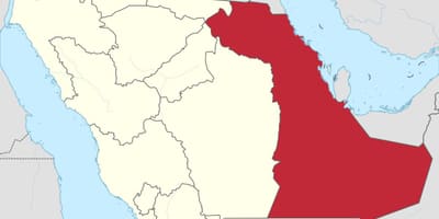 Karte austrumu provincē Saūda Arābija