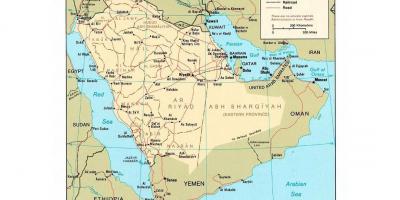 Saūda Arābija karti ar lielākajās pilsētās